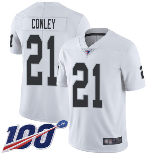 Men Oakland Raiders Limited White Gareon Conley Road Jersey NFL Football 21 100th Season Vapor Jersey